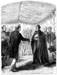 Sir Walter Scott předává kříž svatého Ondřeje králi Jiřímu IV, 1822