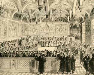 Zasedání parlamentu v Paříži, 1890.