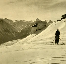 Lyžování na Schmittenhöhe, Rakousko, c1935.