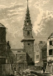 Kostel St. Brides, Fleet Street, 1824, 1897.