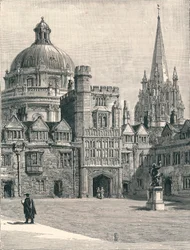 Kostel St Marys a Radcliffe, ze čtyřúhelníku, v Brasenose, 1896