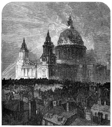 Katedrála St Pauls osvětlená na Den díkůvzdání, Londýn, 1900