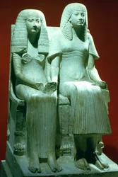 Socha manžela a manželky, egyptská, 18. dynastie