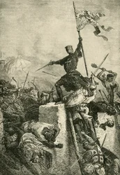 Útok na Konstantinopol od Baldwina, hraběte z Flander, 1204, 1890.