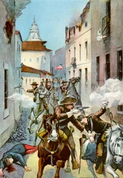 Pouliční boj v Santiagu na Kubě, španělsko-americká válka, 1898