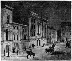 Ulice v Newcastle Upon Tyne osvětlená elektrickými žárovkami Swan, 1883
