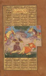 Suhrab Slain od Rustama, Folio ze Shahnama Book of Kings of Firdausi, ca. 1610.