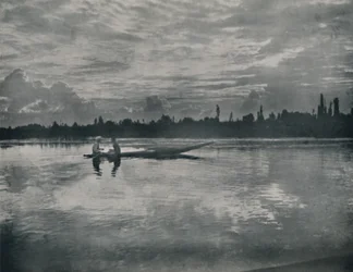 Západ slunce na jezeře Dal, Kašmír, 1936.