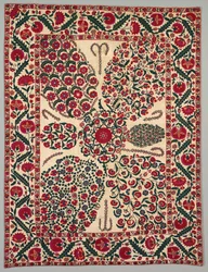 Suzani s květinovými spreji, 1800-1850.