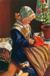Švédská dívka hrající si s panenkami, c1928.