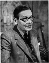TS Eliot, britský básník, dramatik a kritik amerického původu, 50. léta 20. století