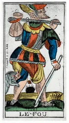 Tarotová karta blázna, Jergot Tarot, 17. století.
