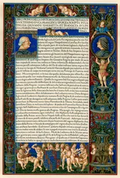Textová stránka s portréty Francesca Sforzy, 1490