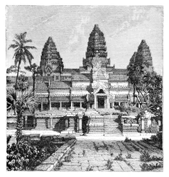 Hlavní průčelí chrámu v Angkor-Wat, Kambodža, 1895