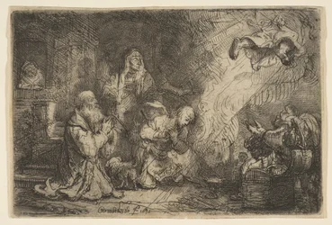 Anděl odcházející z Tobiášovy rodiny, 1641.