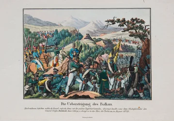 Armáda Grafa Ivana Ivanoviče Diebitsche překračující Balkán, c. 1830