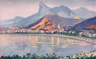 Botafogo část Rios Bay-side Avenue, s výhledem na horu Corcovado, 1914