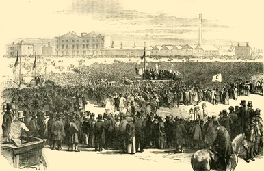 Chartist Meeting on Kennington Common, 1848, c1878.