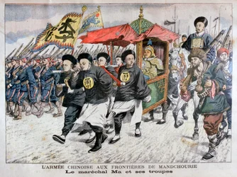 Čínská armáda vedená maršálem Ma na mandžuské hranici, rusko-japonská válka, 1904