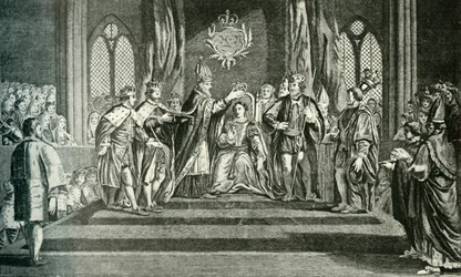 Korunovace Anny Boleynové korunou svatého Eduarda, 1902.