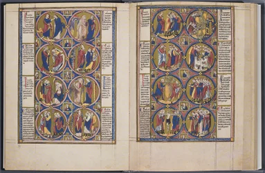 Stvoření. Bible moralisée Codex Vindobonensis 2554, asi 1250