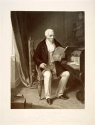 Vévoda z Wellingtonu čte do svého domu Apsley House, Londýn, 1846