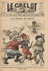 Angličané v Egyptě. Karikatura z Le Grelot, 22. března 1896, 1896.