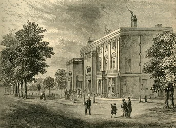 The Eyre Arms v roce 1820, c1876.