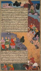 První dobrodružství bílého koně, Stránka z Khan Khanans Razm Nama..., c. 1610-17.