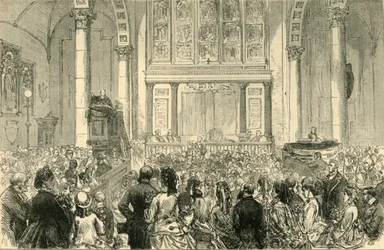 Květinové kázání v kostele St. Catherine Cree, c1872.