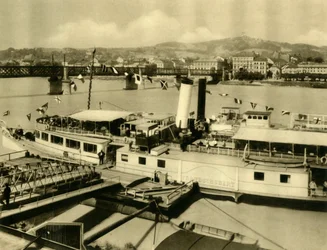 Parník Franze Schuberta na řece Dunaj, Linz, Horní Rakousko, c1935.