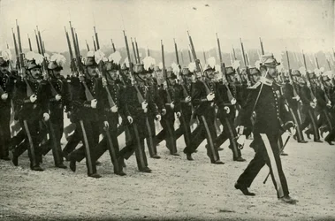Francouzský armádní důstojník v procesu, 1919.