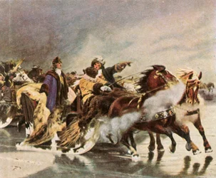 Velký kurfiřt překračující Kuronskou lagunu, leden 1679, 1936.