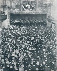 Velké náborové setkání v londýnské Guildhall, 1914