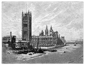 The Houses of Parliament, Londýn, 1900