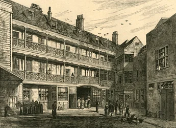 Vnitřní nádvoří Old Belle Sauvage., 1897.