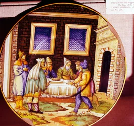 The Institution of Passover, Italská kameninová deska z Urbina, c1540-1545