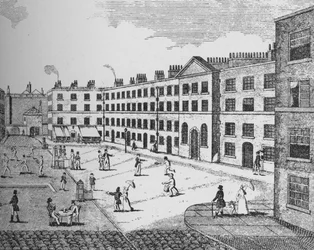 Kings Bench Prison, jak to vypadalo v roce 1823, c1827, 1912