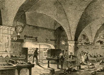 Kuchyně Mansion House, 1897.