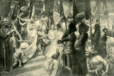 Princ z Walesu udělující Řád indické hvězdy v Kalkatě, 1901.