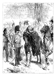 Královna rozdává Viktoriiny kříže v Hyde Parku, Londýn, 50. léta 19. století, 1888