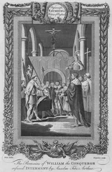 Ostatky Viléma Dobyvatele odmítly pohřeb od Anselma Fitze Arthura, c1787