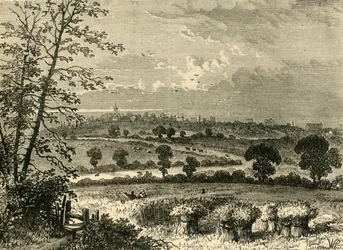 The Roman Road, Tufnell Park, v roce 1838, c1876.