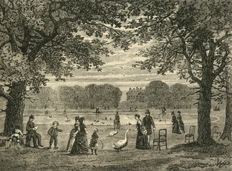 The Round Pond, Kensington Gardens, c1876.