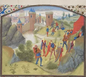 Obléhání Antiochie. Miniatura z Historia od Viléma z Tyru, 60. léta 14. století