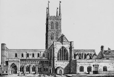 South Side of St. Saviours, Southwark, ukazující bývalou hlavní loď, c1825, 1912