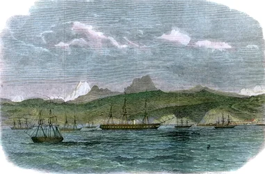 Španělská blokádní eskadra ve Valparaisu, Chile, c1880