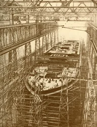 White Star Liner Doric ve výstavbě, c1930.
