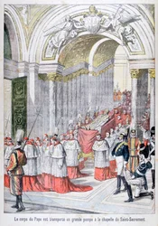 Tělo papeže Lva XIII převezeno do kaple Saint-Sacrement, Vatikán, 1903