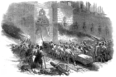 Dav útočící na Arsenal v Berlíně, revoluce v Prusku, březen 1848